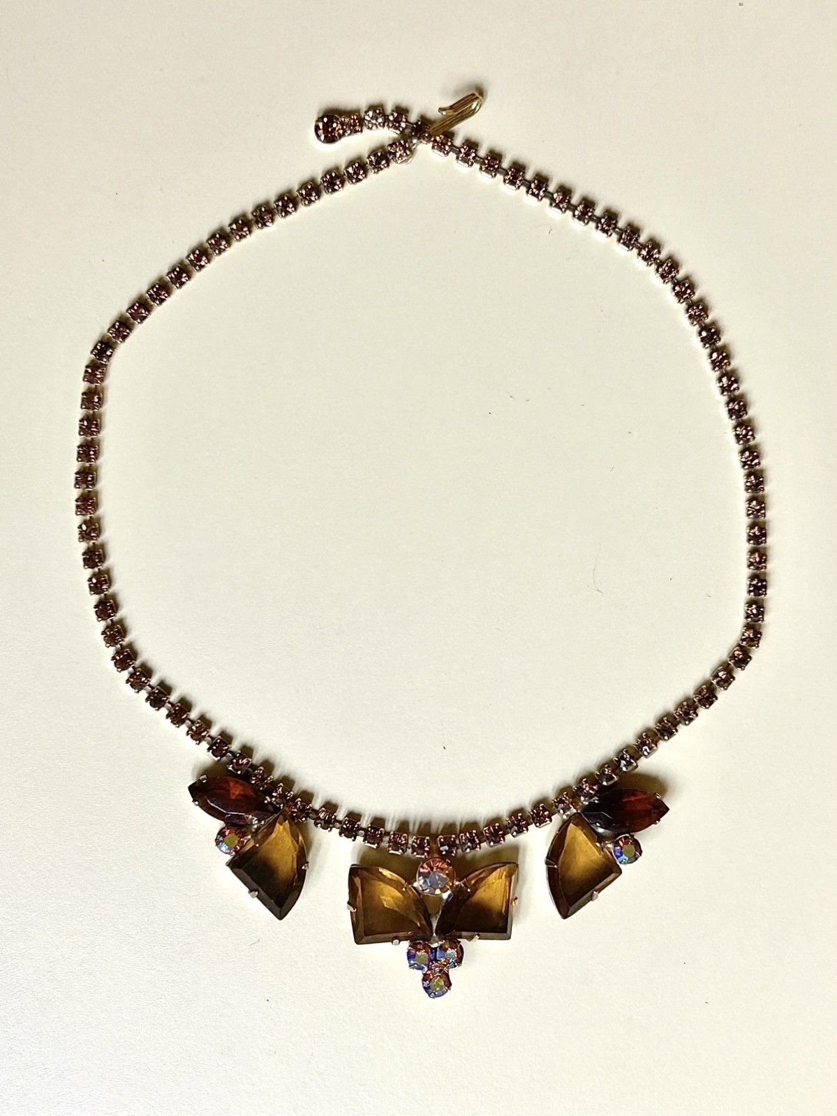 RARE Delizza & Elster JULIANA Butterscotch Carmel AB Rhinestone Choker Necklace