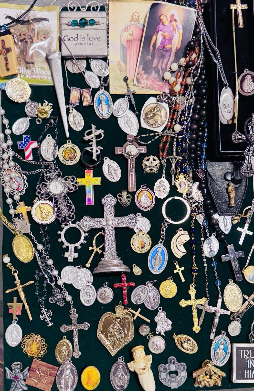Vintage Modern Religious Cross Necklace Jewelry Lot 120+ Italy Germany Bethlehem