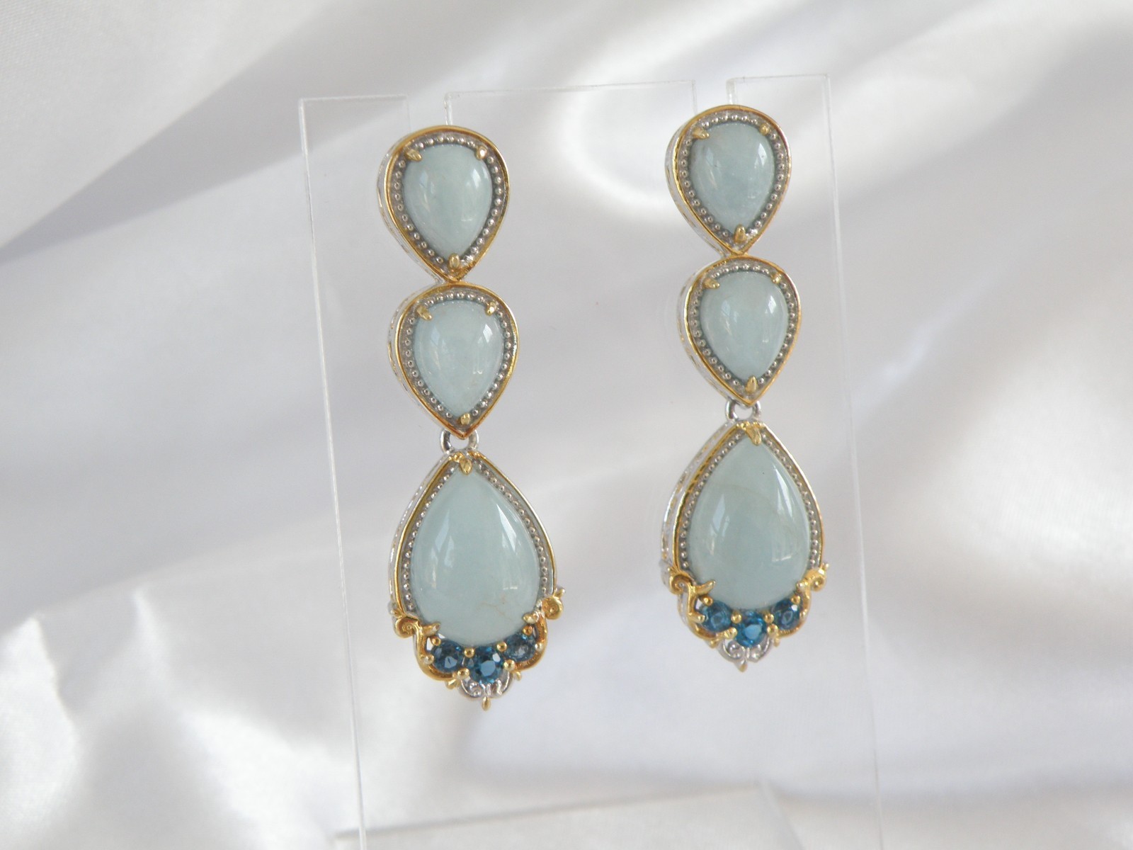 Gem En Vogue Michael Valitutti Sterling Silver 925 Milky Aquamarine Earrings