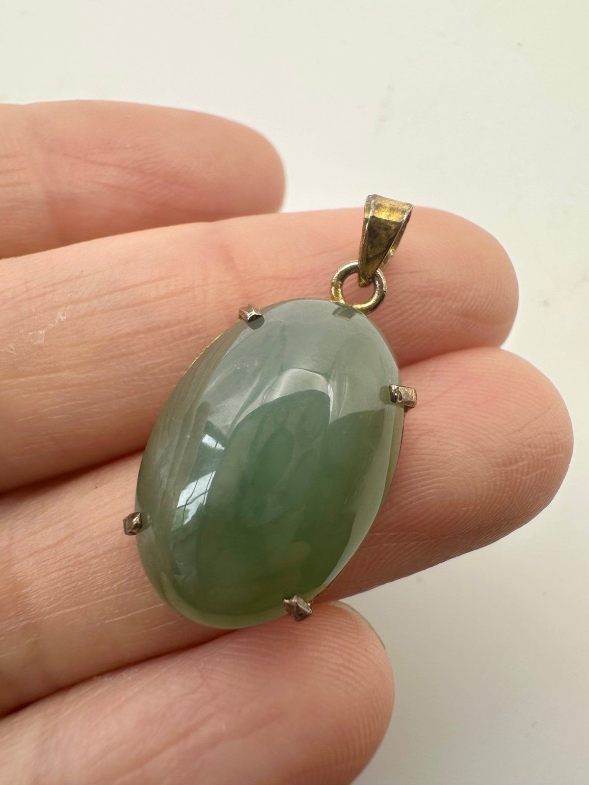 Vintage oval genuine jade Pendant