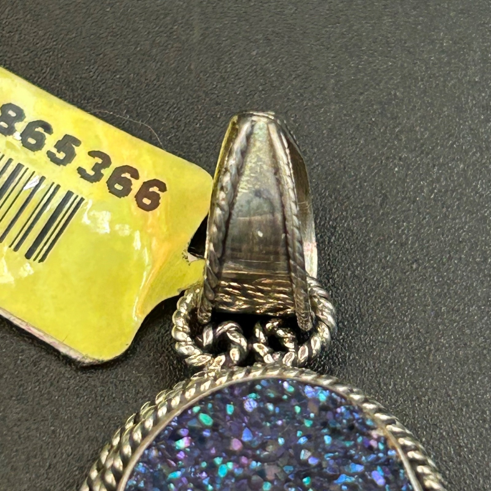 Blue Purple Druzy Sterling Silver Pendant 925 New Marked Witchy Fairy