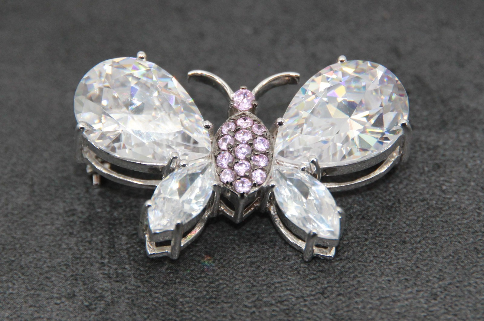 Real Collectibles by Adrienne Pair of Sterling Silver Gemstone Butterfly Pins