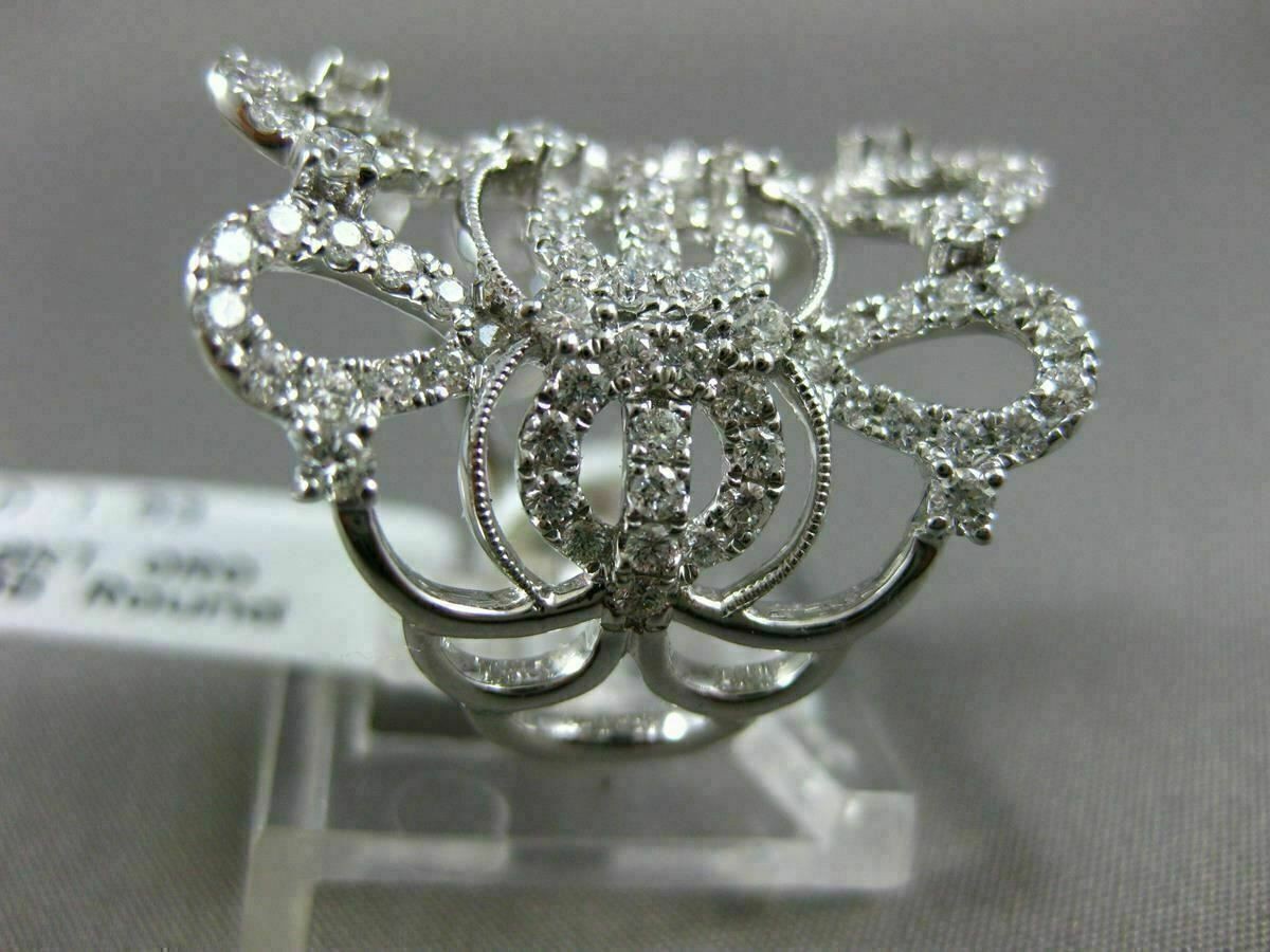 ESTATE EXTRA LARGE 1.53CT DIAMOND 18KT WHITE GOLD 3D OPEN CROWN TEAR DROP RING