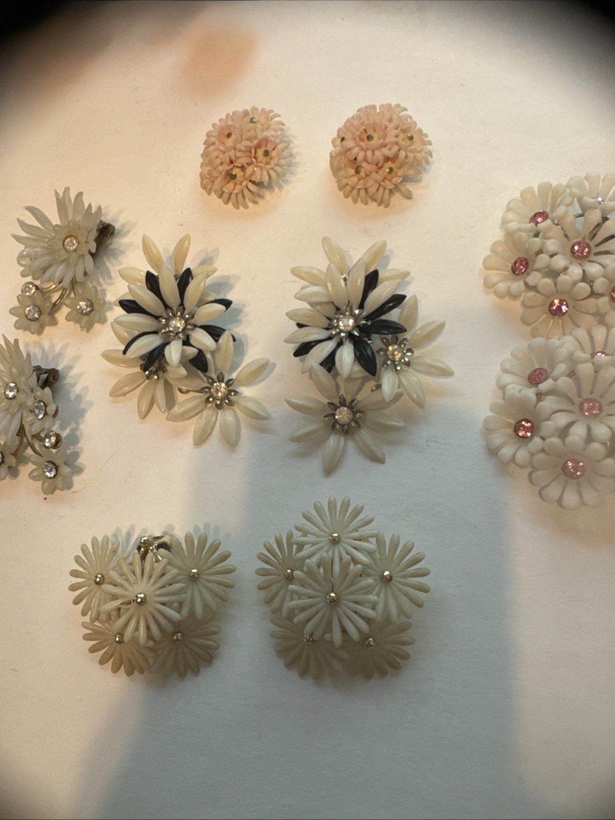 Vintage Jewelry Earring Lot Mid Century Clips Screwback Soft Plastic 5 Pair