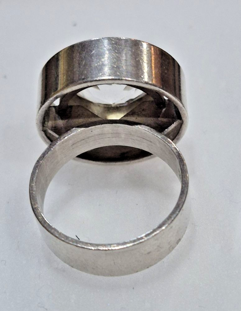 Modernist N E FROM Silver 925 Rock Crystal Ring Danish Scandinavian Designer SZ7