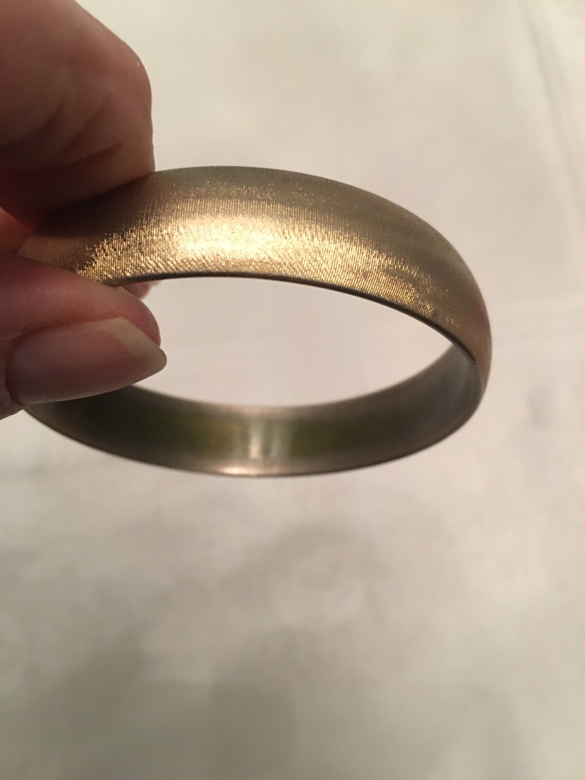 Vtg. Monet Brushed Gold Tone Heavy Bangle Bracelet Approximately 1/2 Inch Wide