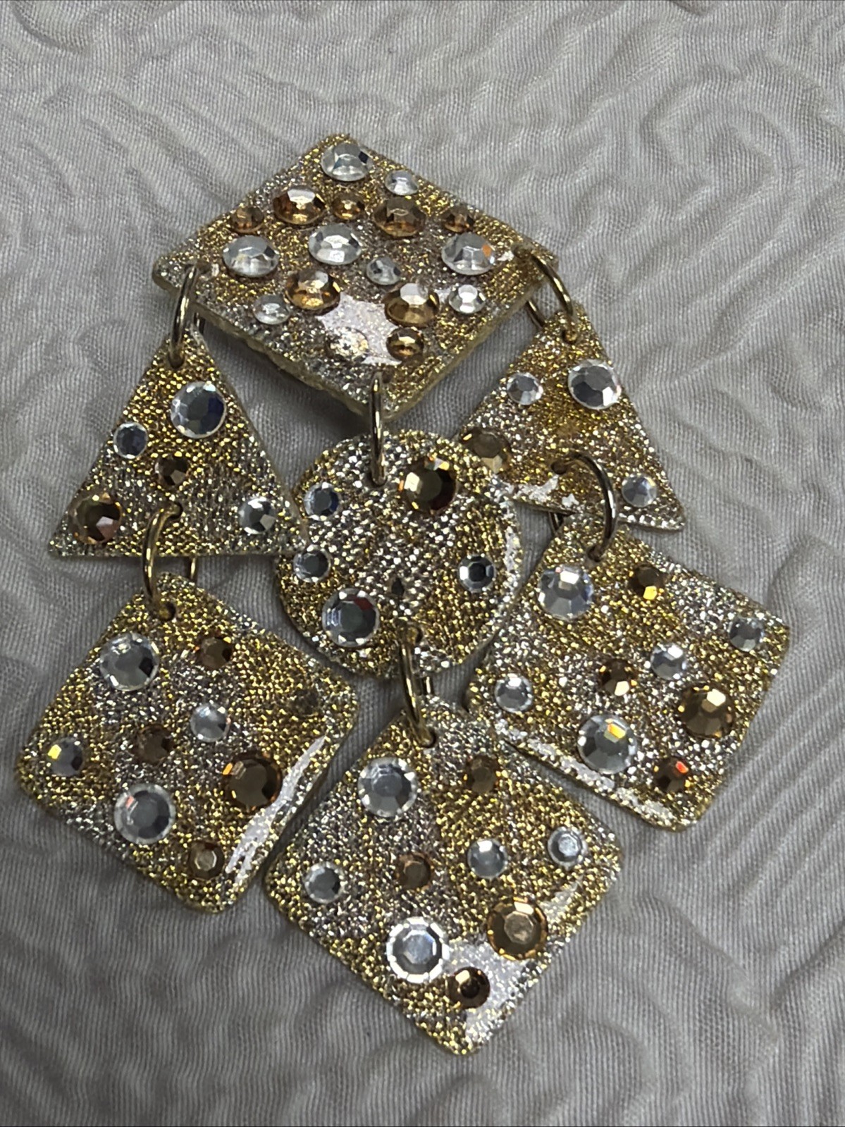 Vintage 1980s (2) MAM Retro Style Glitzy Chimes Clip Dangle Earrings Geometric