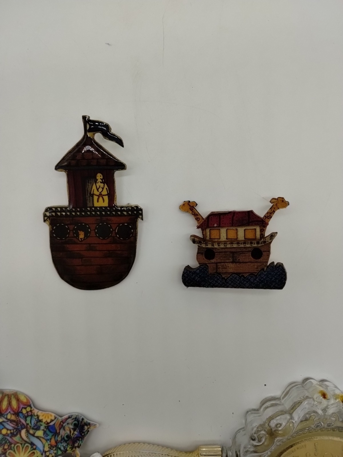 Set Of 2 Vintage 1980s Handmade Noah’s Ark Brooch Pins