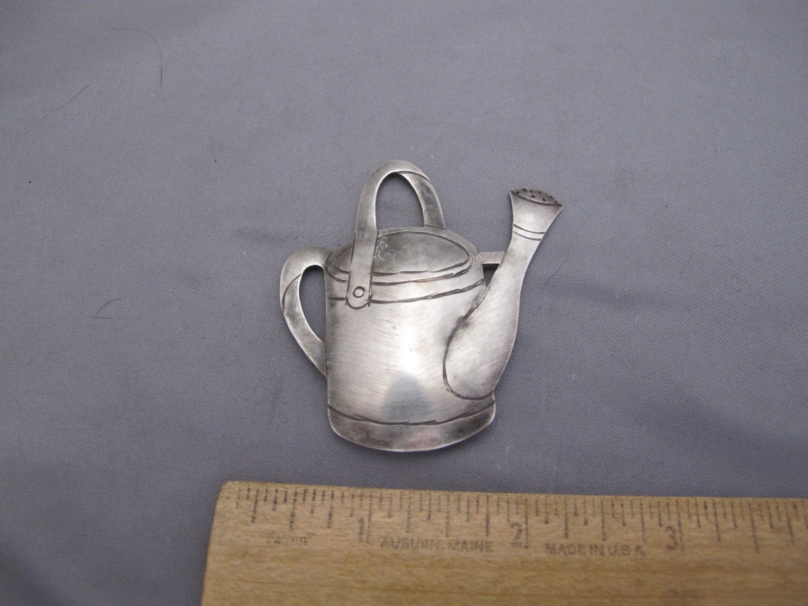 Vintage COURTNEY STUDIO Signed Sterling WATERING CAN GARDENING BROOCH-NR