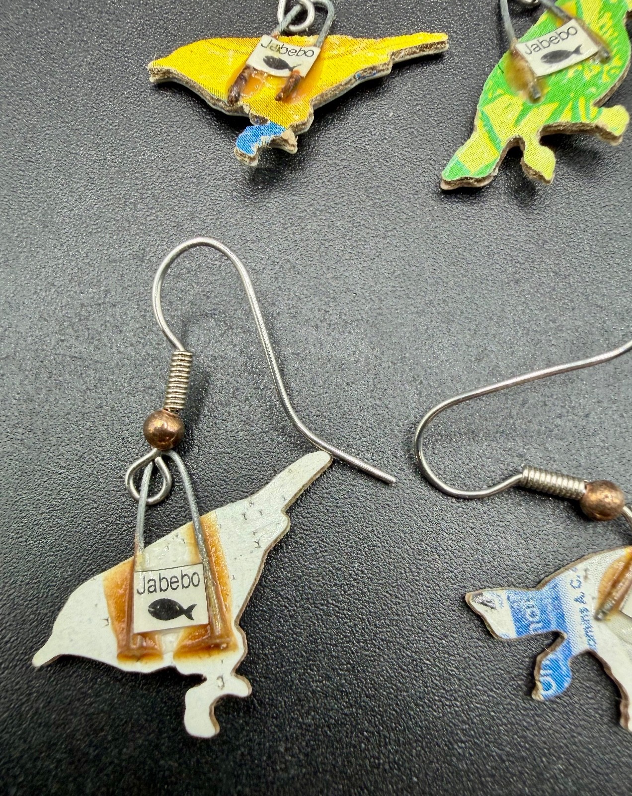 Jabebo Recycled Cereal Box Bird Earrings – Set of 2 Pairs