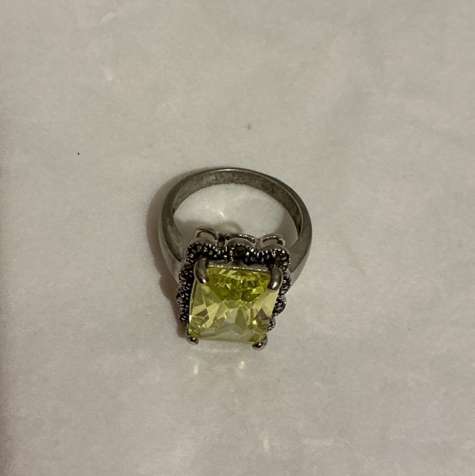 Vintage DBJ 925 Sterling Lemon Quarts Cocktail Ring Size 7
