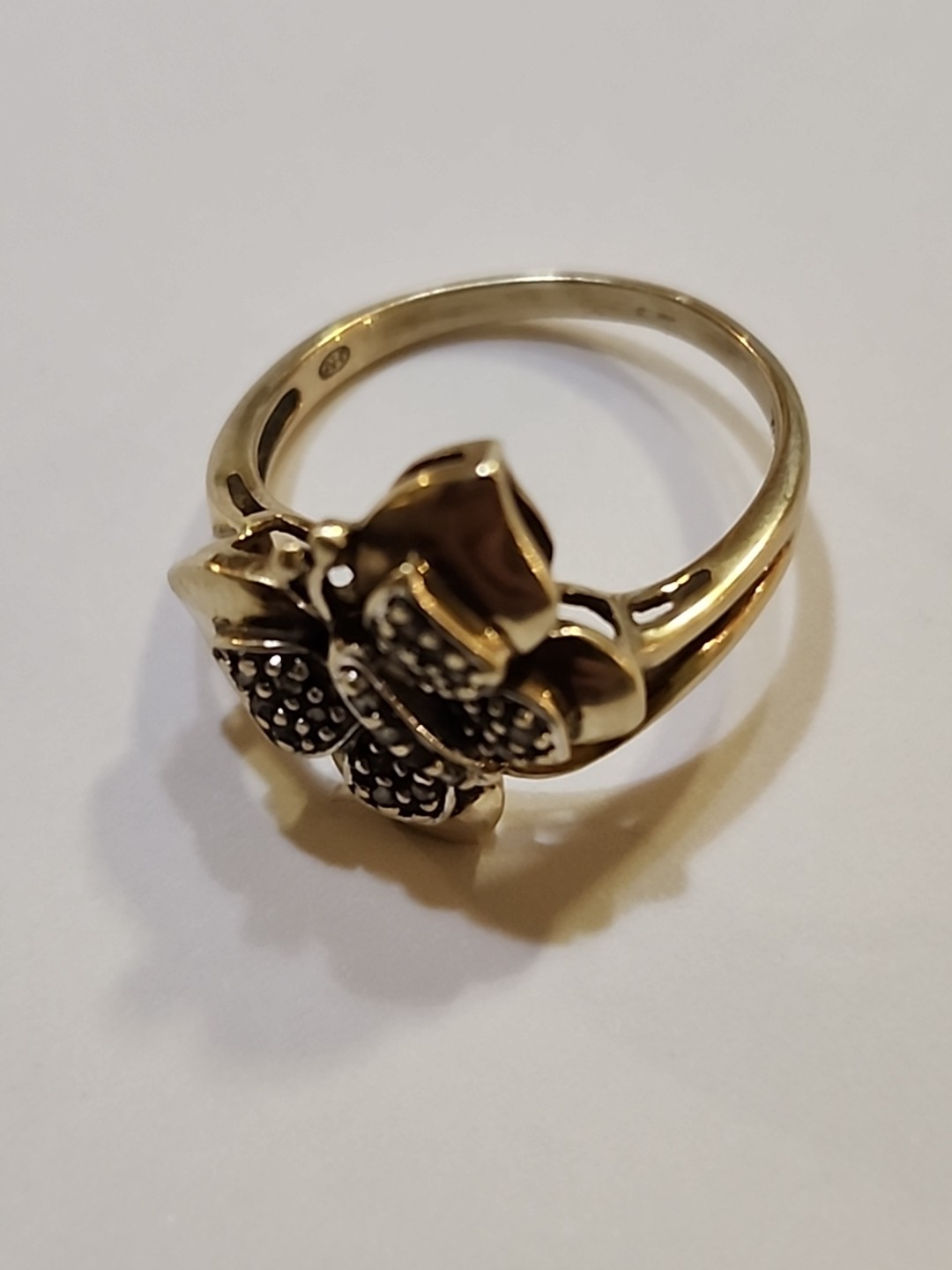 Vintage Estate 10K Yellow Gold 0.35TCW Diamond Butterfly Ring Size 9. B-1