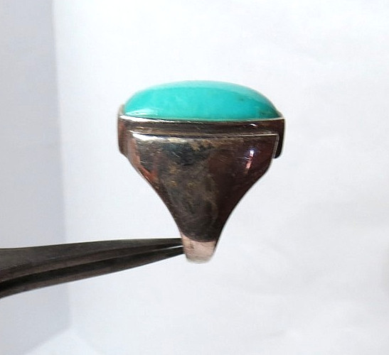 VTG WOMENS 925 STERLING SILVER RING BLUE STONE SZ: 6 & TOP 22mm 9gr