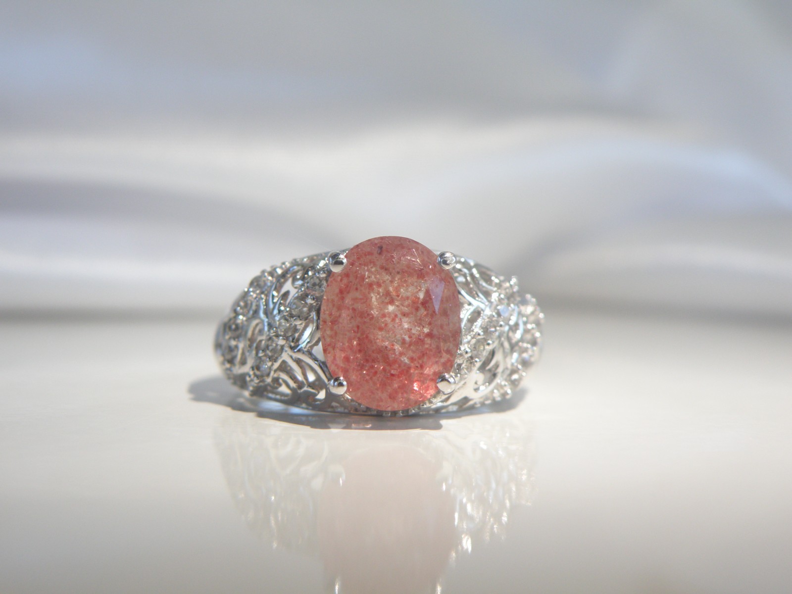 DJoy Sterling Silver 925 Pink Tanzanian Natronite Ring Size 7