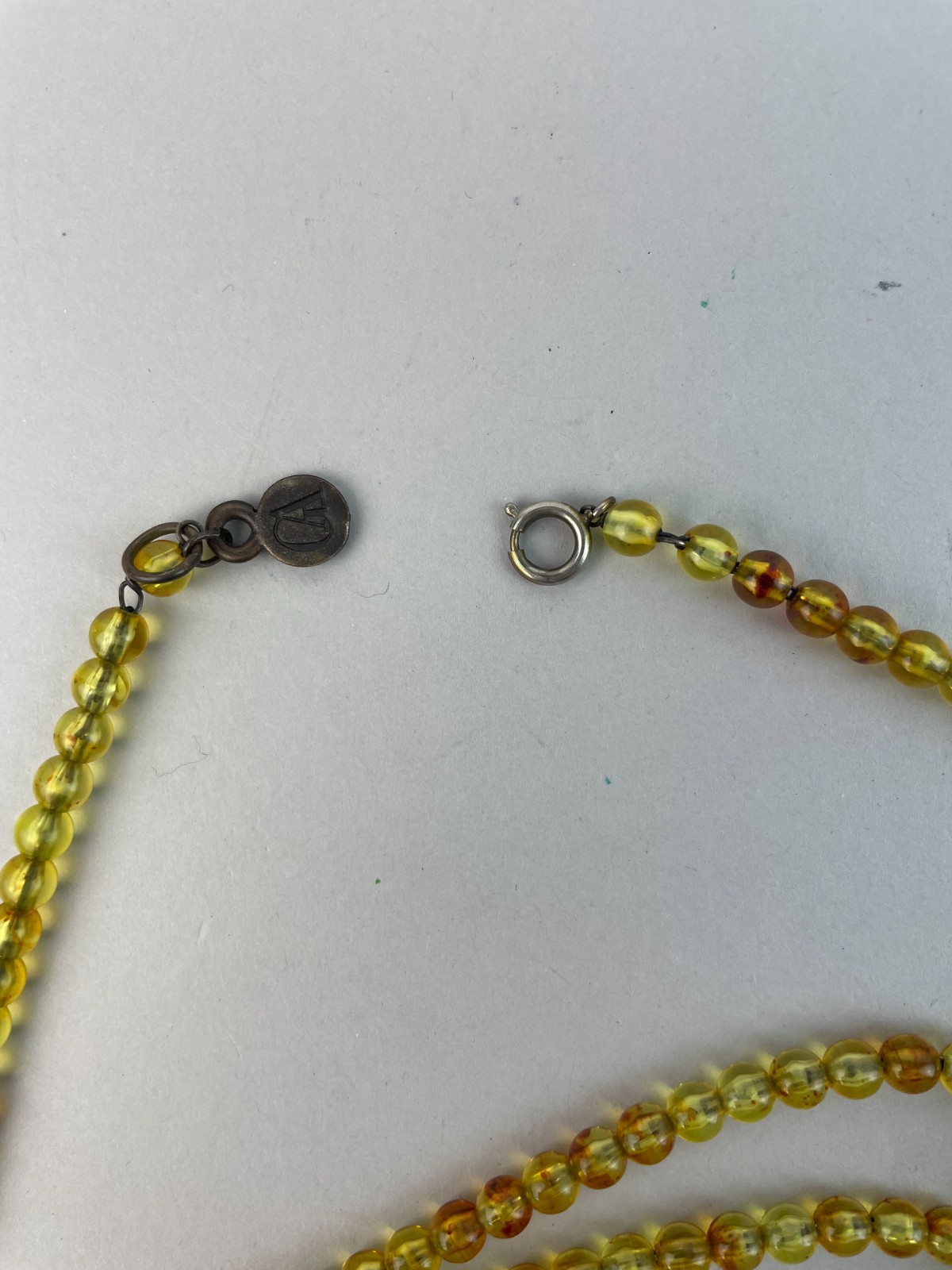 VTG. Giorgio Armani Amber Resin Metal Beaded LONG Pendant Necklace 39″