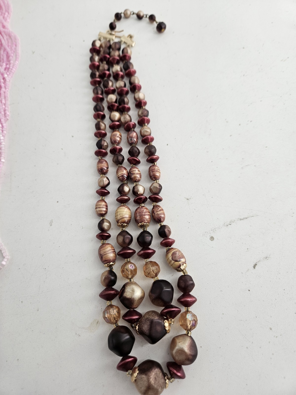 Vintage Estate Multi Strand Beaded Necklace Lot Mixed Materials And Styles