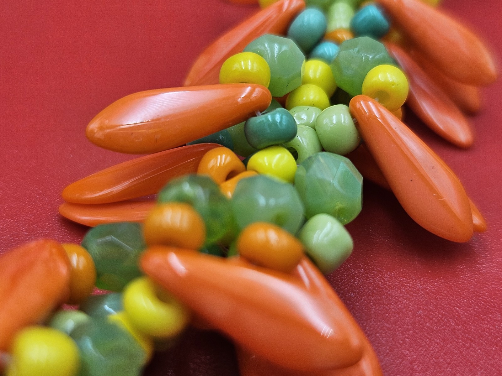 Vintage Colorful Glass Beaded Tutti Frutti Necklace Corn Carrots Peas