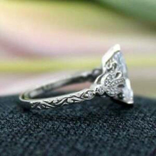 Art Deco 3.10 Ct White Diamond Vintage Engagement Ring 925 Sterling Silver
