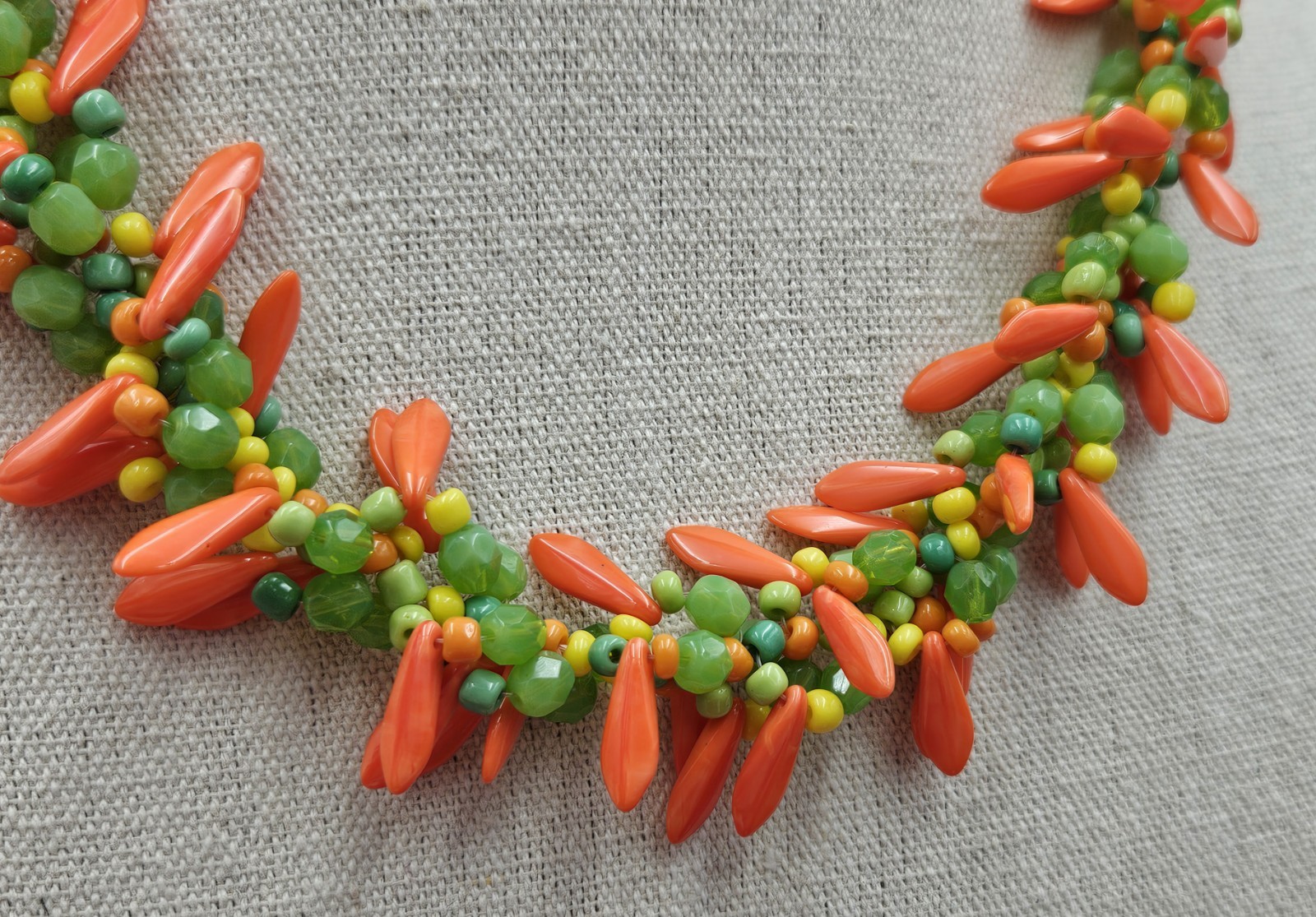 Vintage Colorful Glass Beaded Tutti Frutti Necklace Corn Carrots Peas