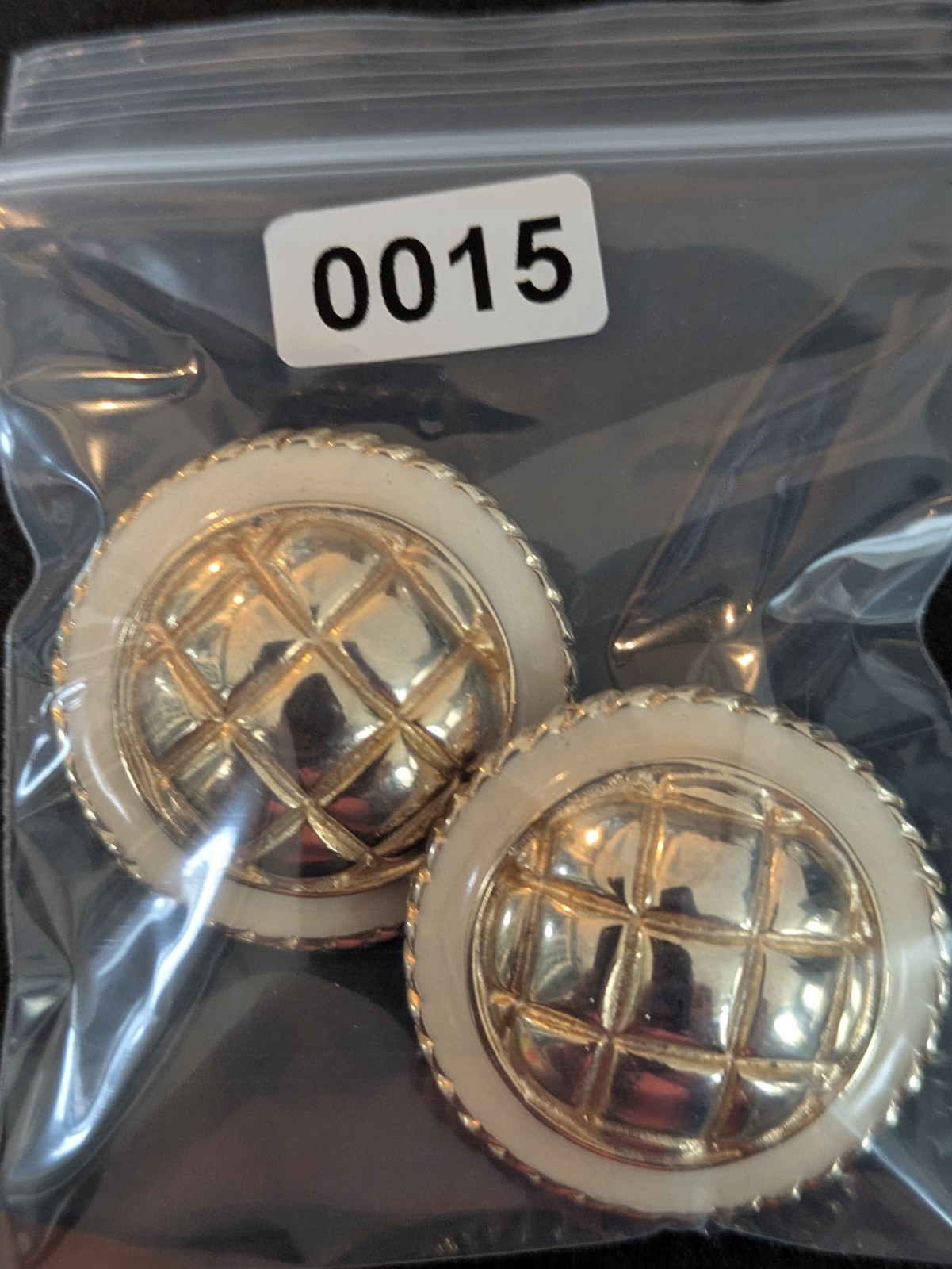 Gay Boyer Earrings Clip On Round with Cream Color Gold Tone Classic Vintage