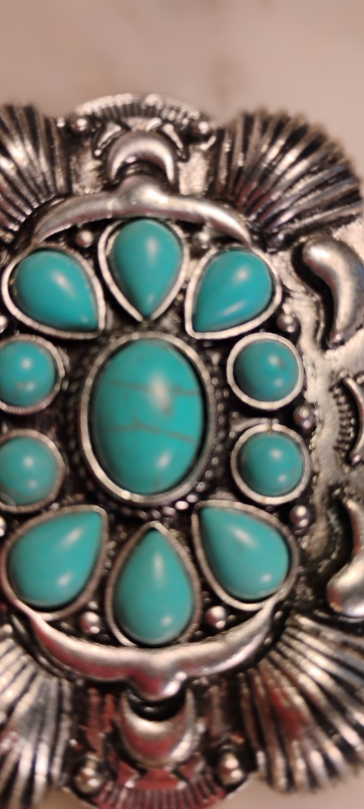 silver tone faux turquoise 2 piece pendant unsigned 64 grams vintage-cd2
