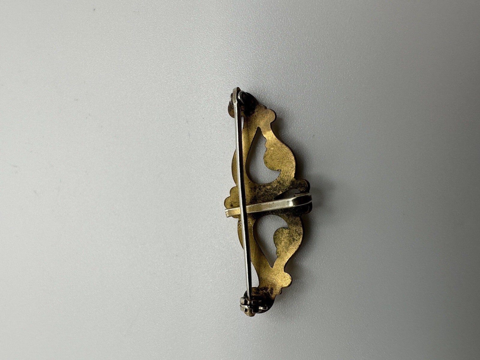 Vintage Gold Plate Ornate Victorian Style Brooch 3.5cm JB4