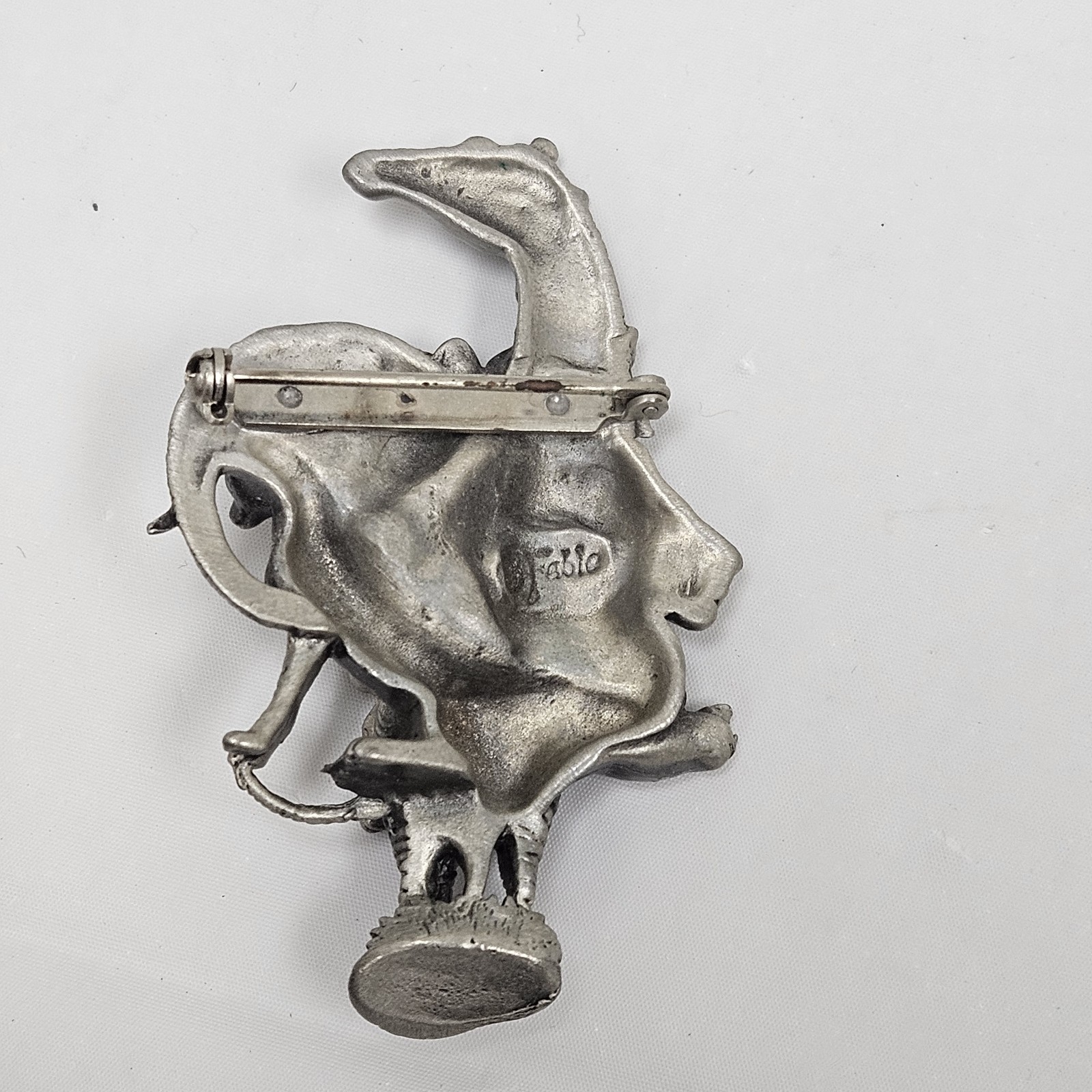 Fable Safari Animals Pewter Brooch Pin Vintage Signed Vintage Rare Collectible