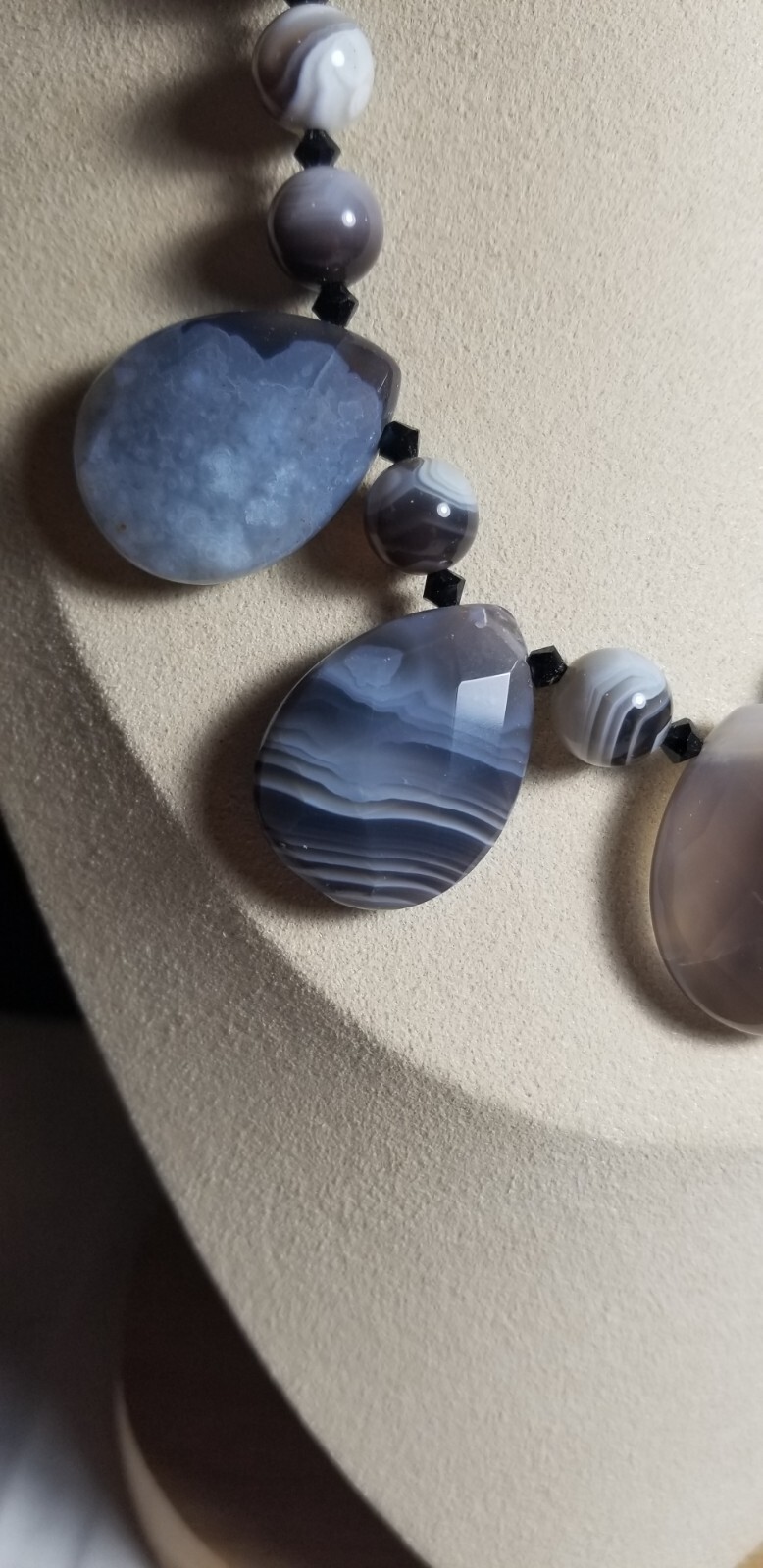 Chunky Faceted Natural Stone Polished Necklace with Faceted Beads