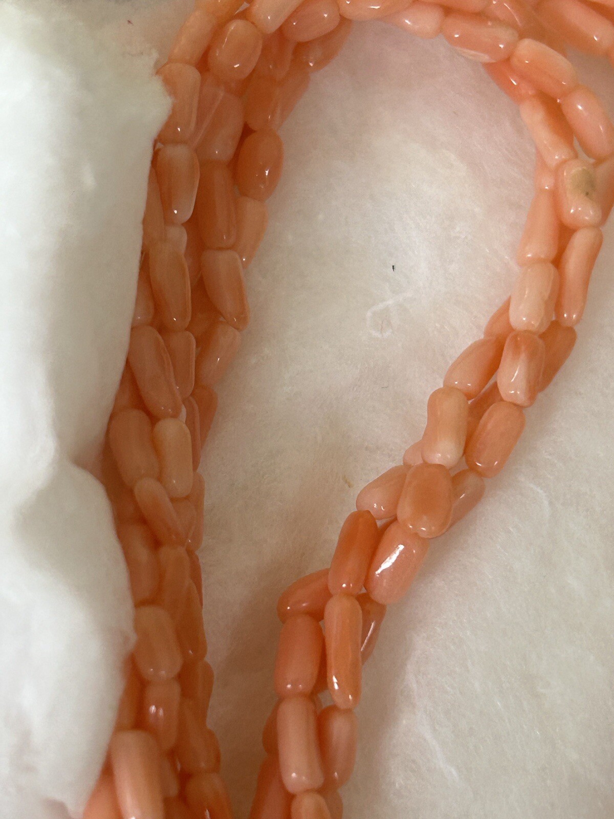 VTG Angel Skin Coral Tube Twisted Strand Necklace Pendant Genuine Pink Art Deco