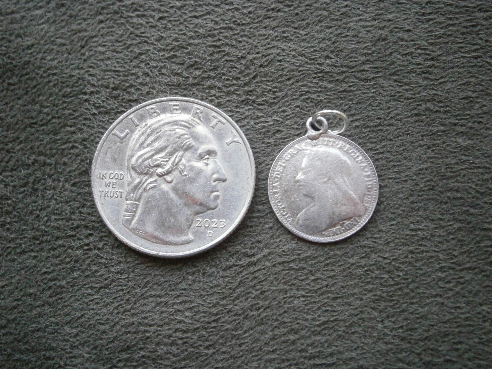 Victoria Sterling Silver Threepence 3d Coin Antique Charm Pendant ~ 1900