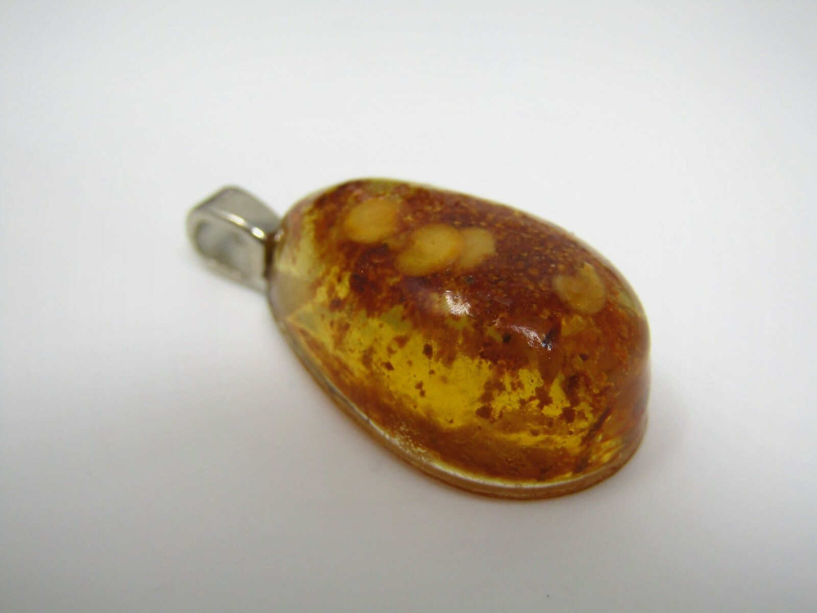 Vintage Teardrop Pendant Amber Color Resin Butterscotch Swirl Boho Hippie