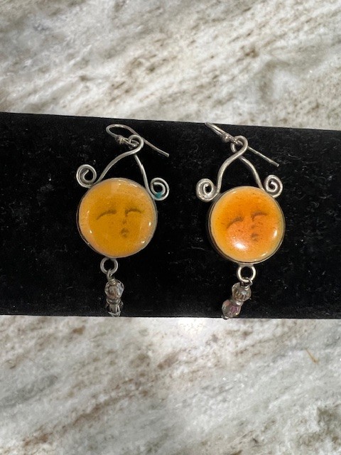 Unique Pierced Earrings Silver With Enamel Finish
