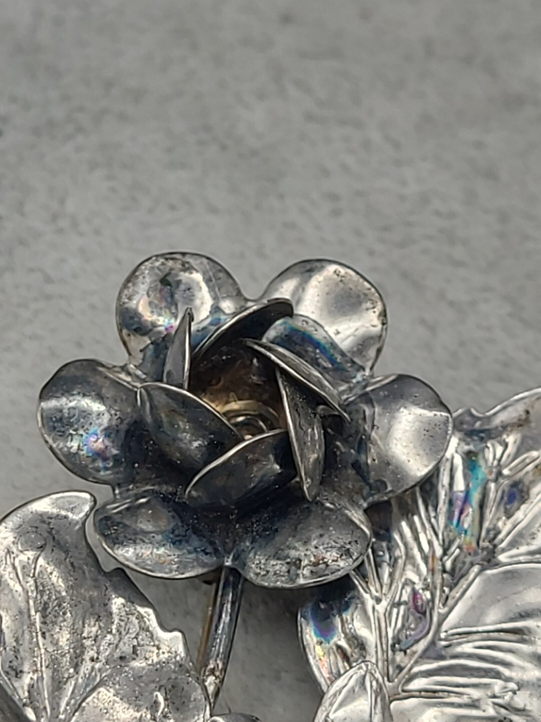 Vintage Sterling Silver pin Brooch Rose Floral Bundle Symbol Of Love Beauty