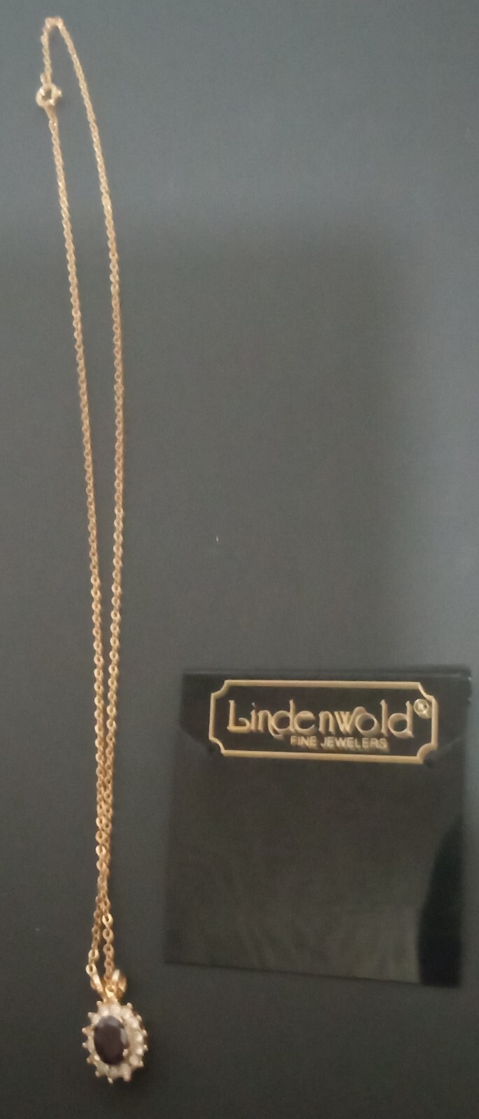 Lindenwold Fine Jewelers NECKLACE 14K Gold Electroplated Red Gemstone CZ PENDANT