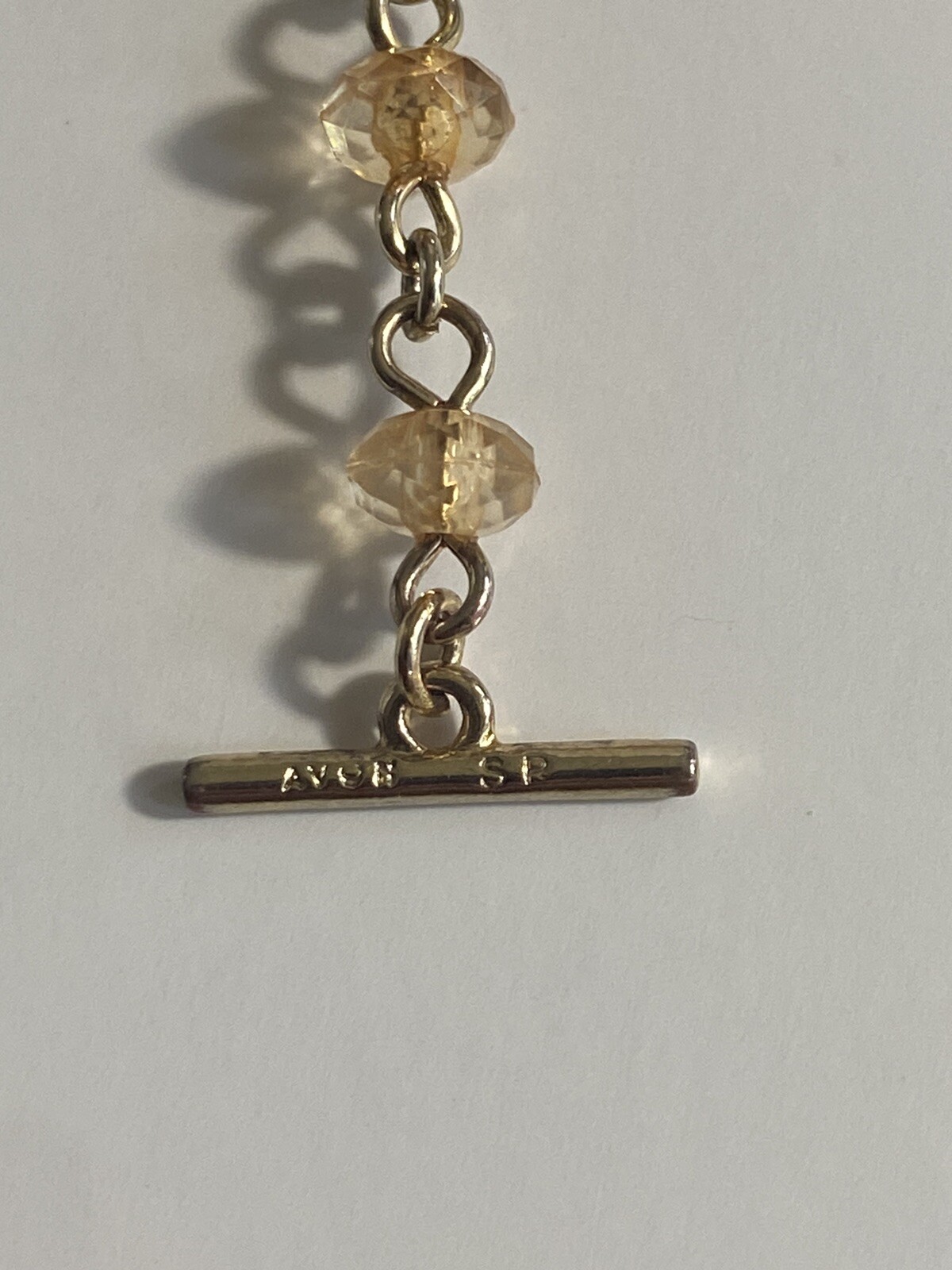 Vintage Avon Gold Tone Y-Drop Necklace Faceted Beads Toggle Closure 19”