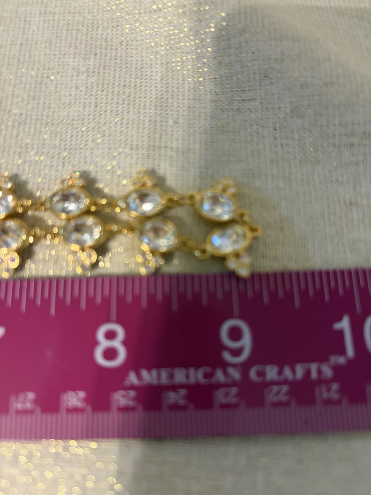 Vintage Swarovski Gold Clear Crystal Trefoil Station Link Necklace