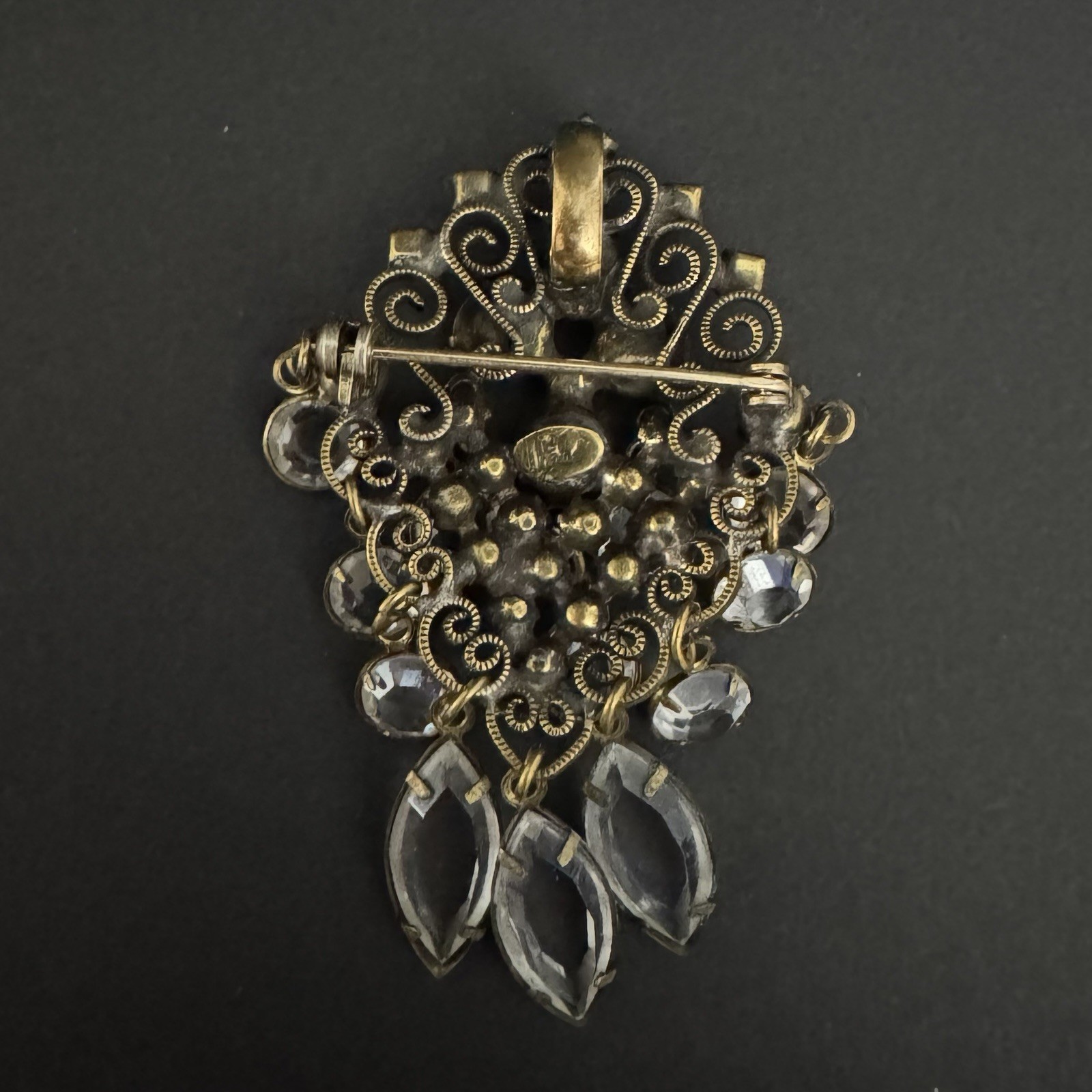 Vintage Hobé Signed Victorian Revival Filigree Brooch Pendant & Earring Set