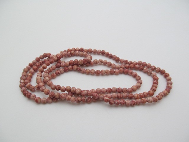 Vintage Rhodochrosite Warm Pink Natural Stone 4.5mm Round Ball Necklace 34 In