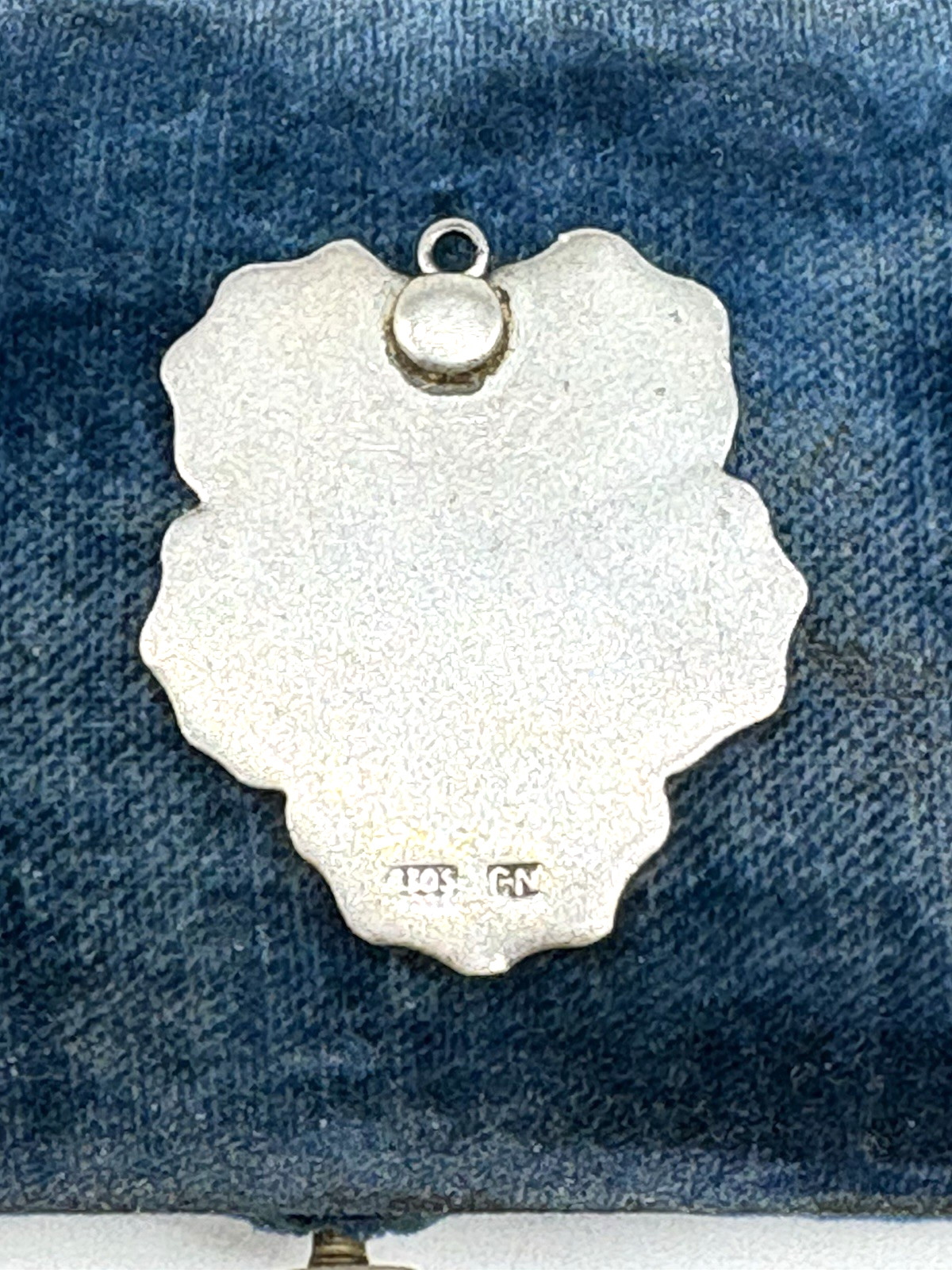CN Marked 830 Silver Pansy Pendant Guilloche Enamel Flower Charm Antique