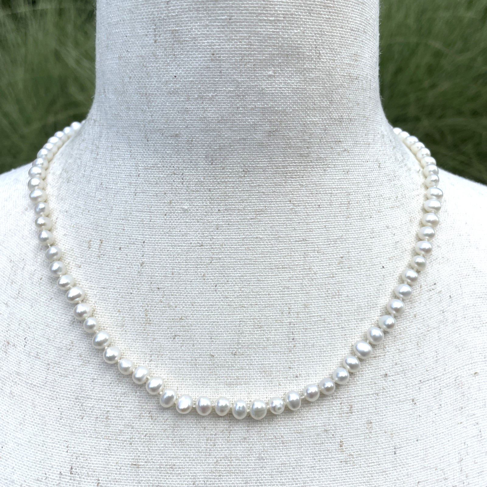 Vintage JC LIND Signed 14KGE Cultured Pearl Hand Knotted 18 3/4” Necklace