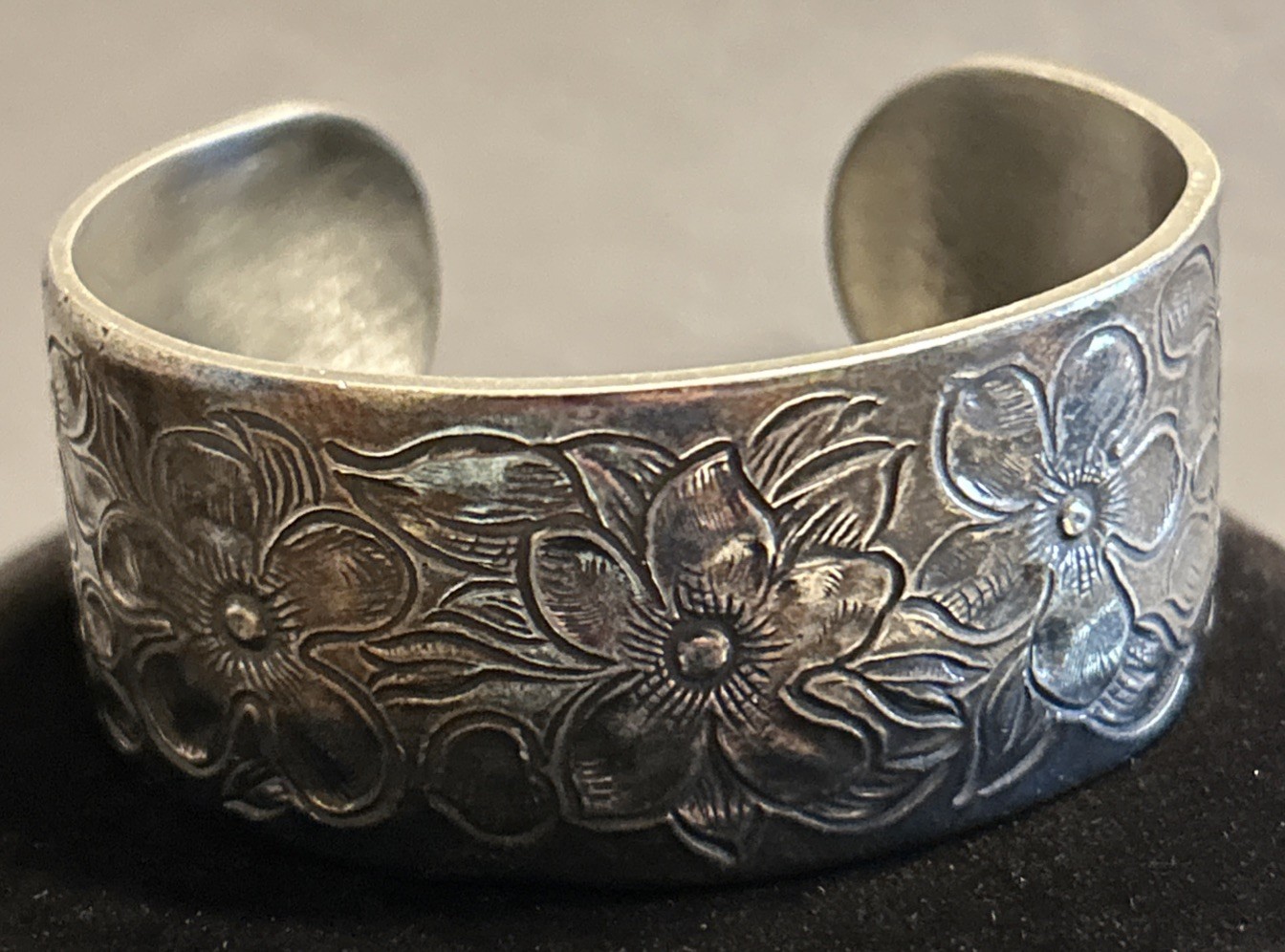 Salisbury Pewter Vintage February Floral Pewter Cuff Bracelet