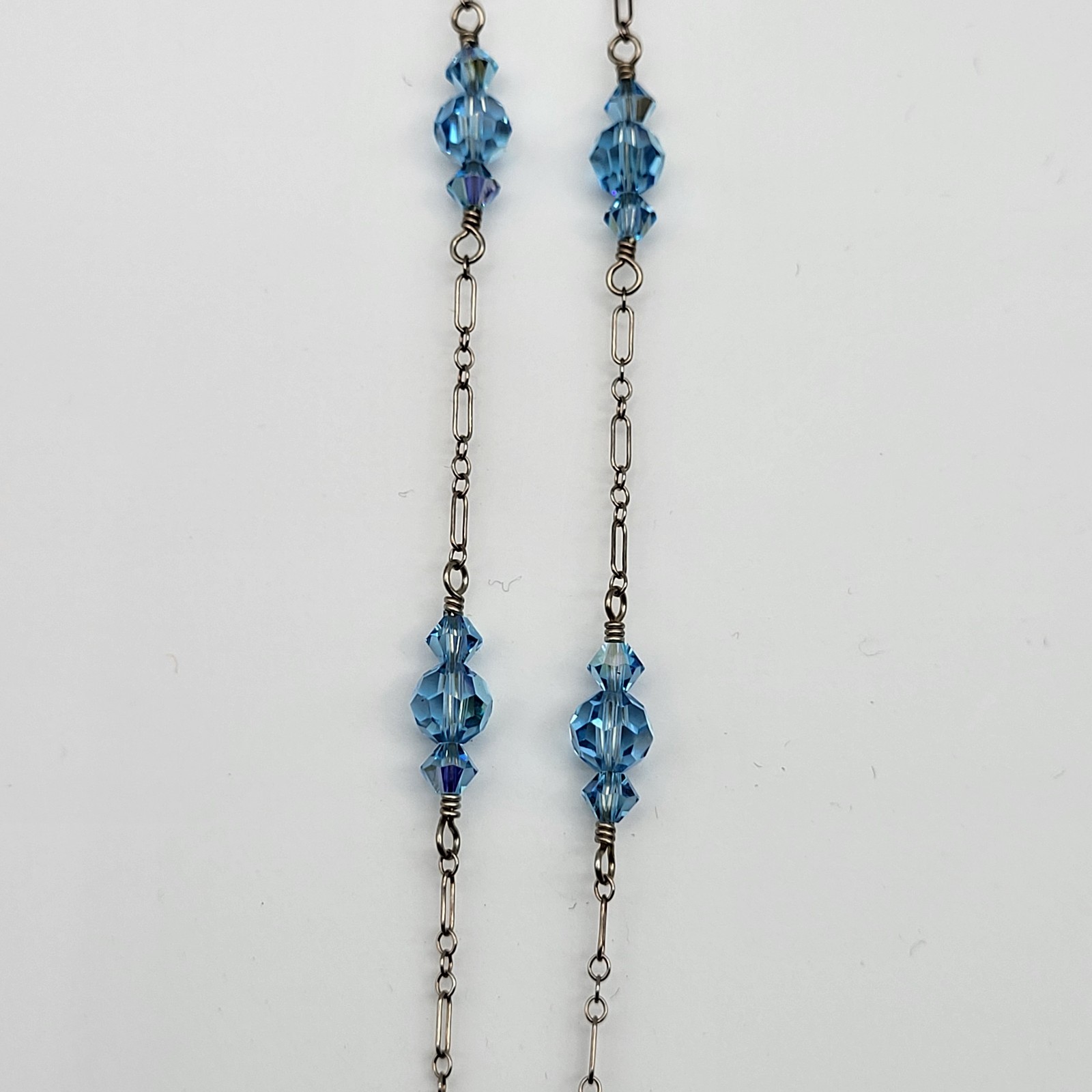 Beautiful Sterling Silver Blue Crystal Necklace Earrings Set Flamboyant Sexy