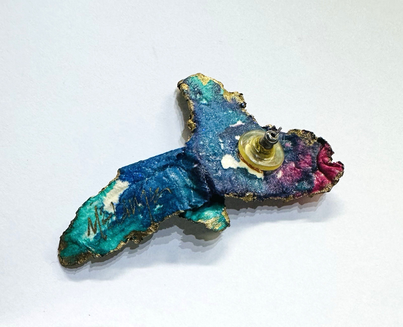 Fish Earrings Hand Painted Signed Melange Very Light Weight for Pierced Ears