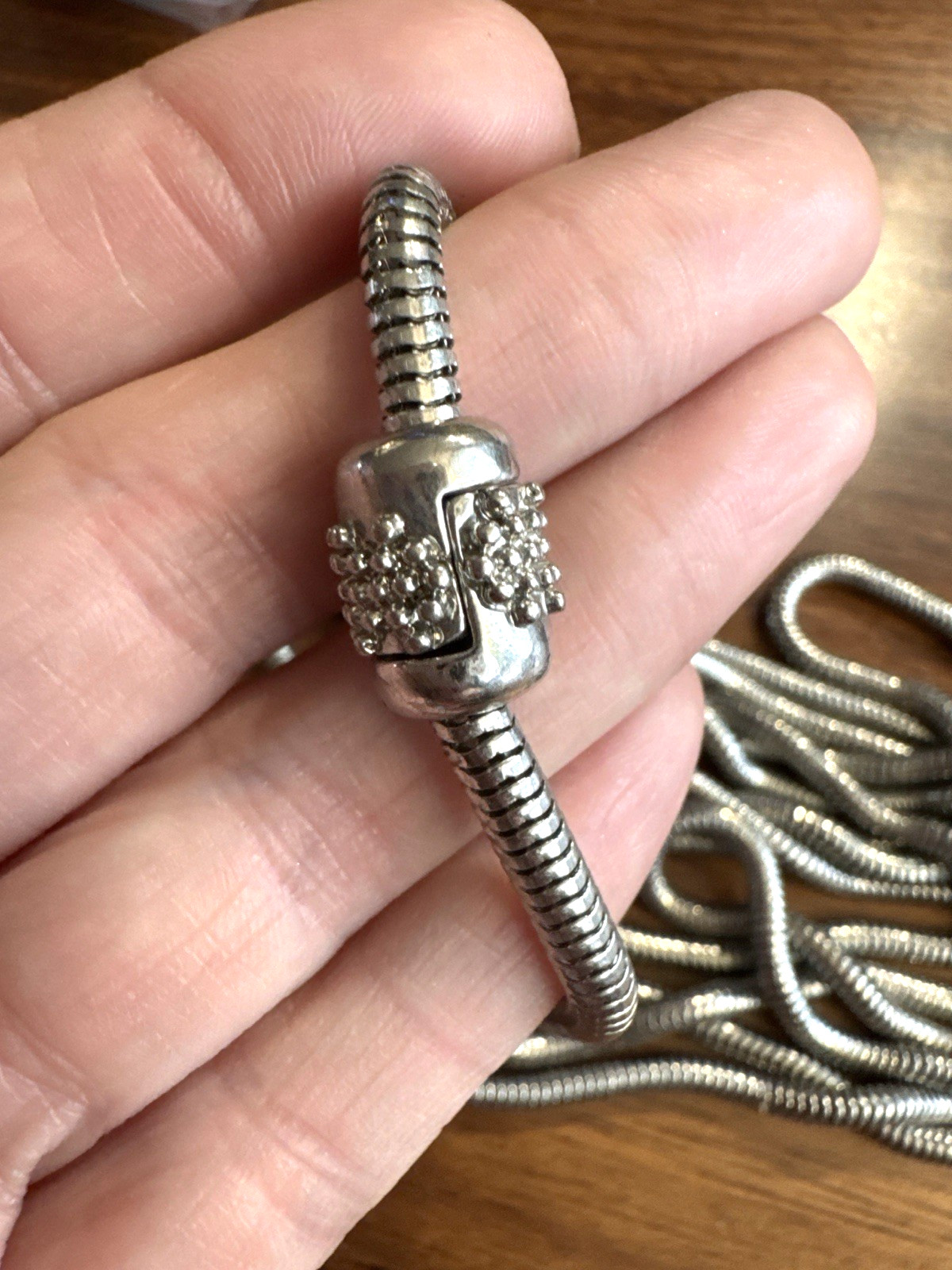 Extra Long 90” Snake Chain Wrap Necklace Multi Strand Magnetic Clasp Silvertone