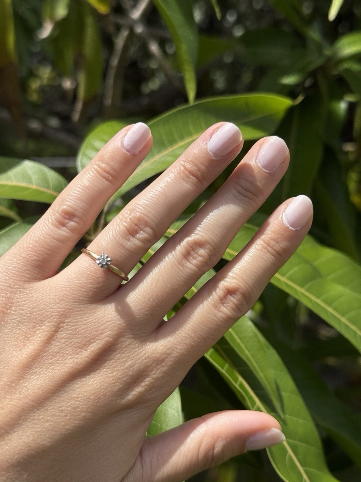 Vintage 1950s Mid Century 10K Gold Illusion Diamond Ring Size 5.5 Minimalist