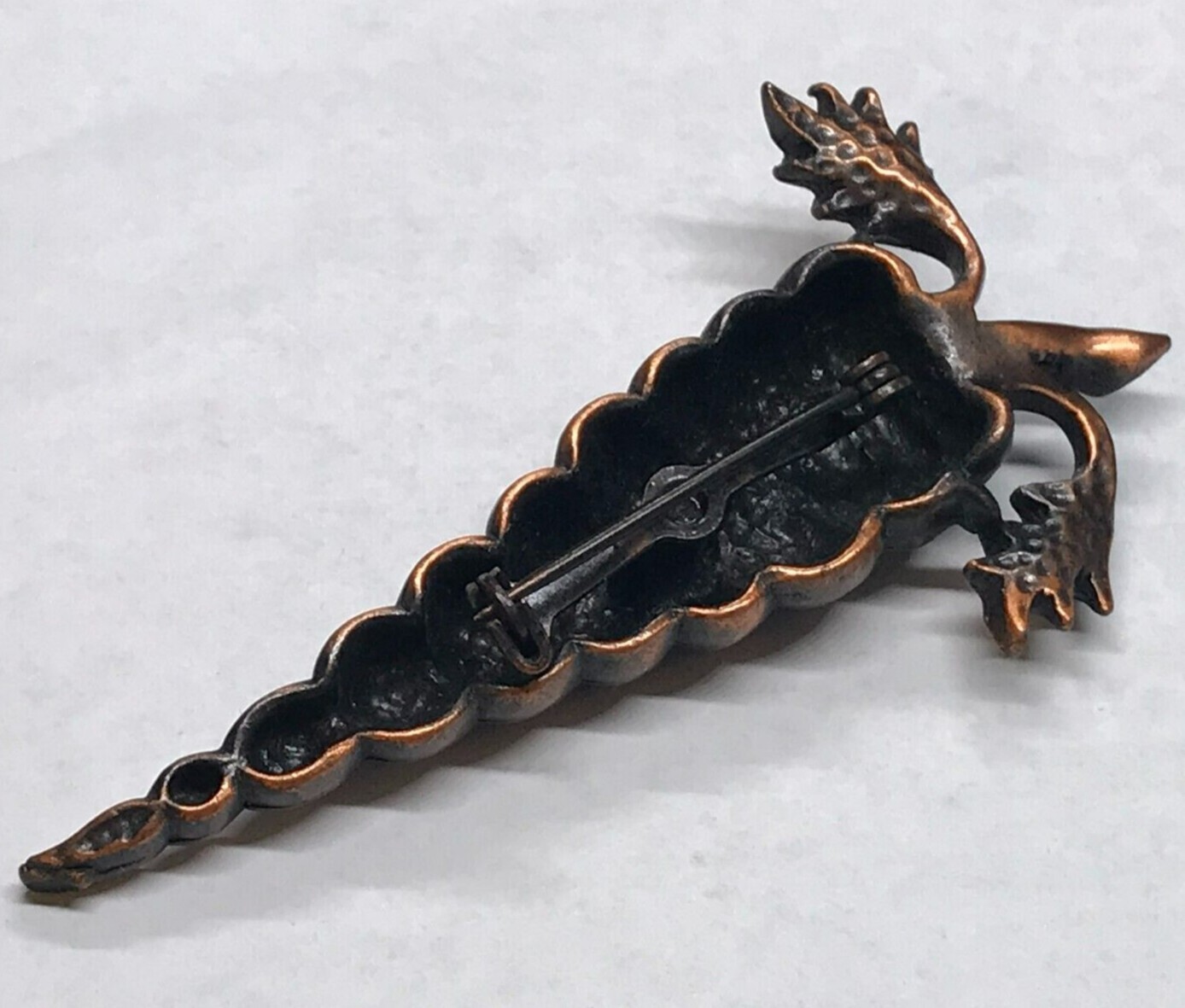 Vintage Copper Carrot Brooch Rhinestone Lg. Sculptural Garden Easter Bunny Food