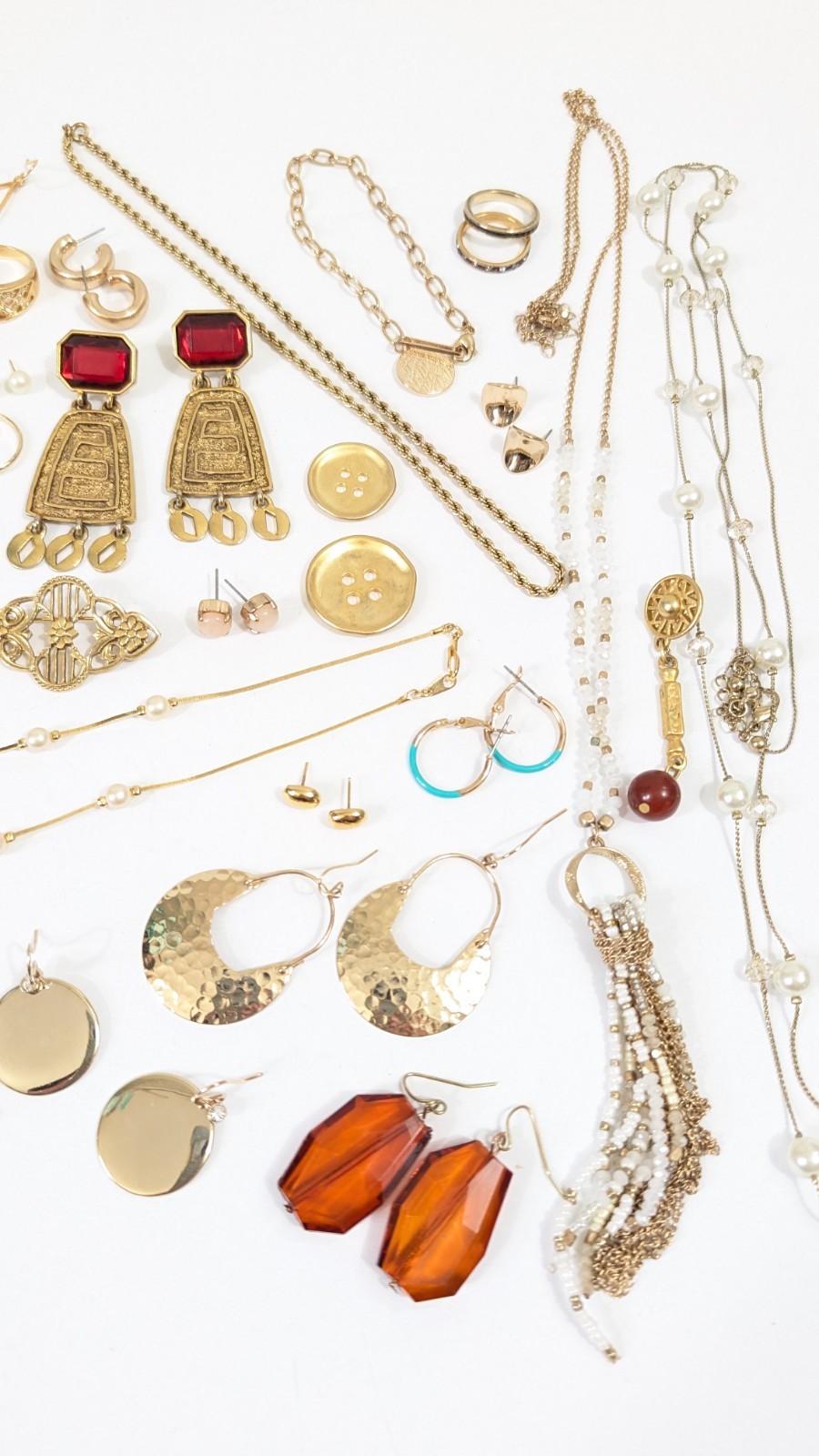 Mixed Lot Of Jewelry Earrings Brooches Rings Estate Jewelry