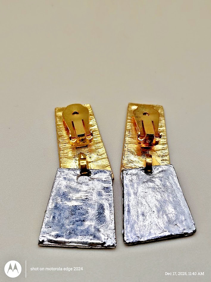 VINTAGE BRUTALIST MODERNIST MCM PANEL RUNWAY NECKLACE & Earrings /REAL BEAUTY