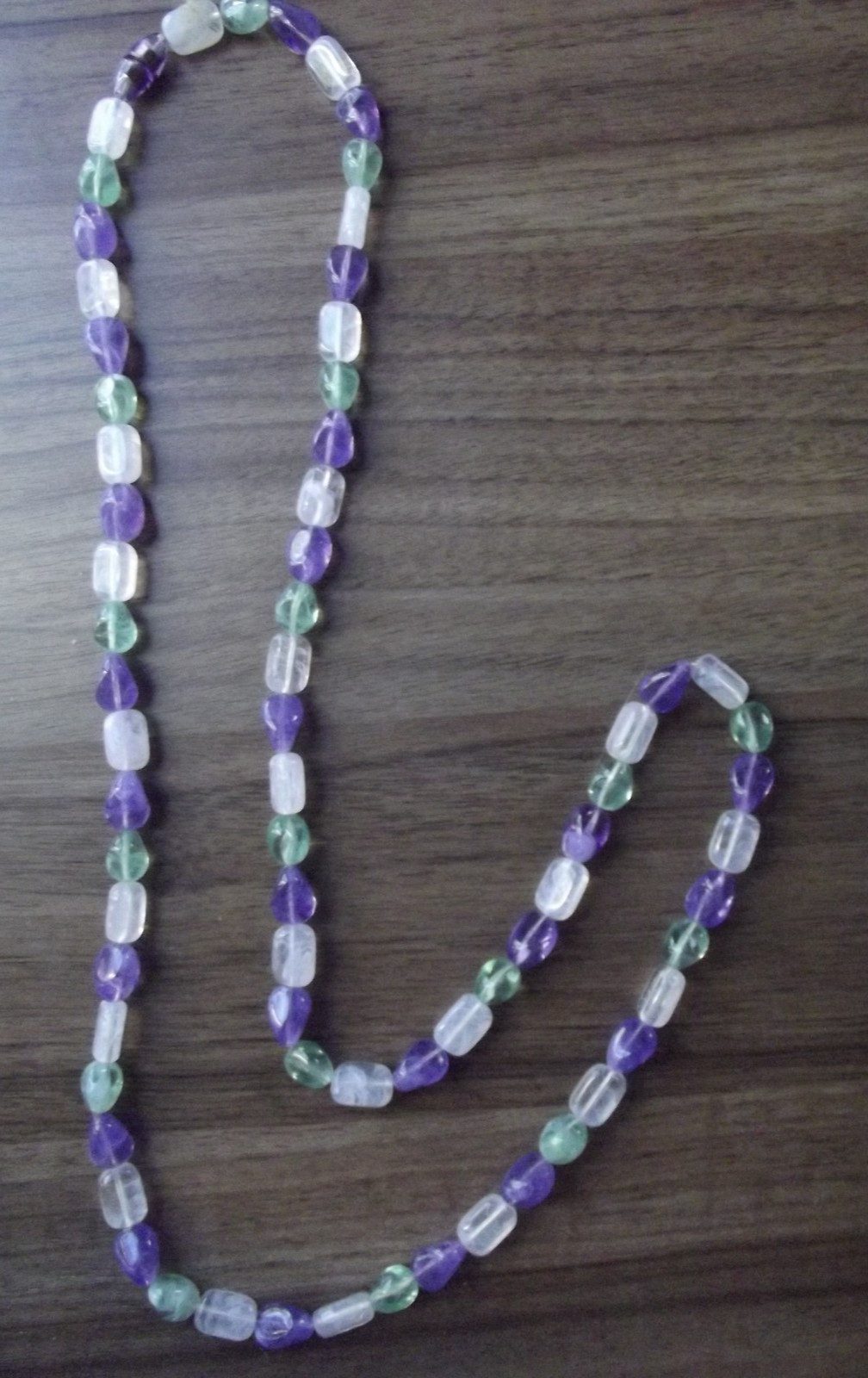 Trio of 3 Pretty Vintage Necklaces-White Leaves & Beads & Purple Green & White