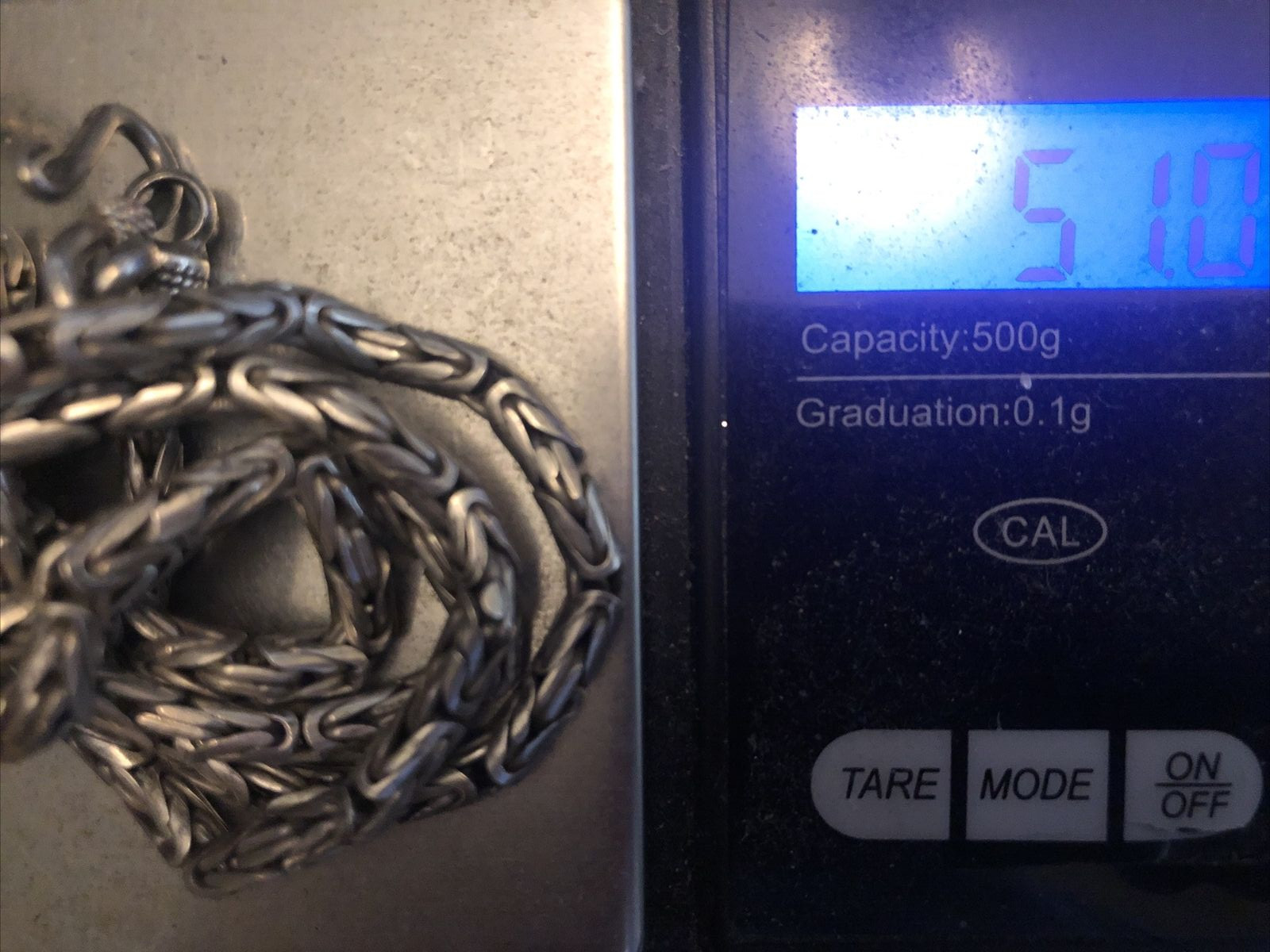 Rare Sterling 925 Solid 3mm Byzantine chain 20″ RAM’s SKULL Pendant Necklace 51g